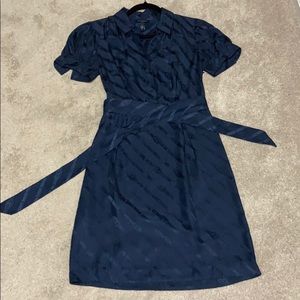 Banana Republic navy silk dress with tie waist